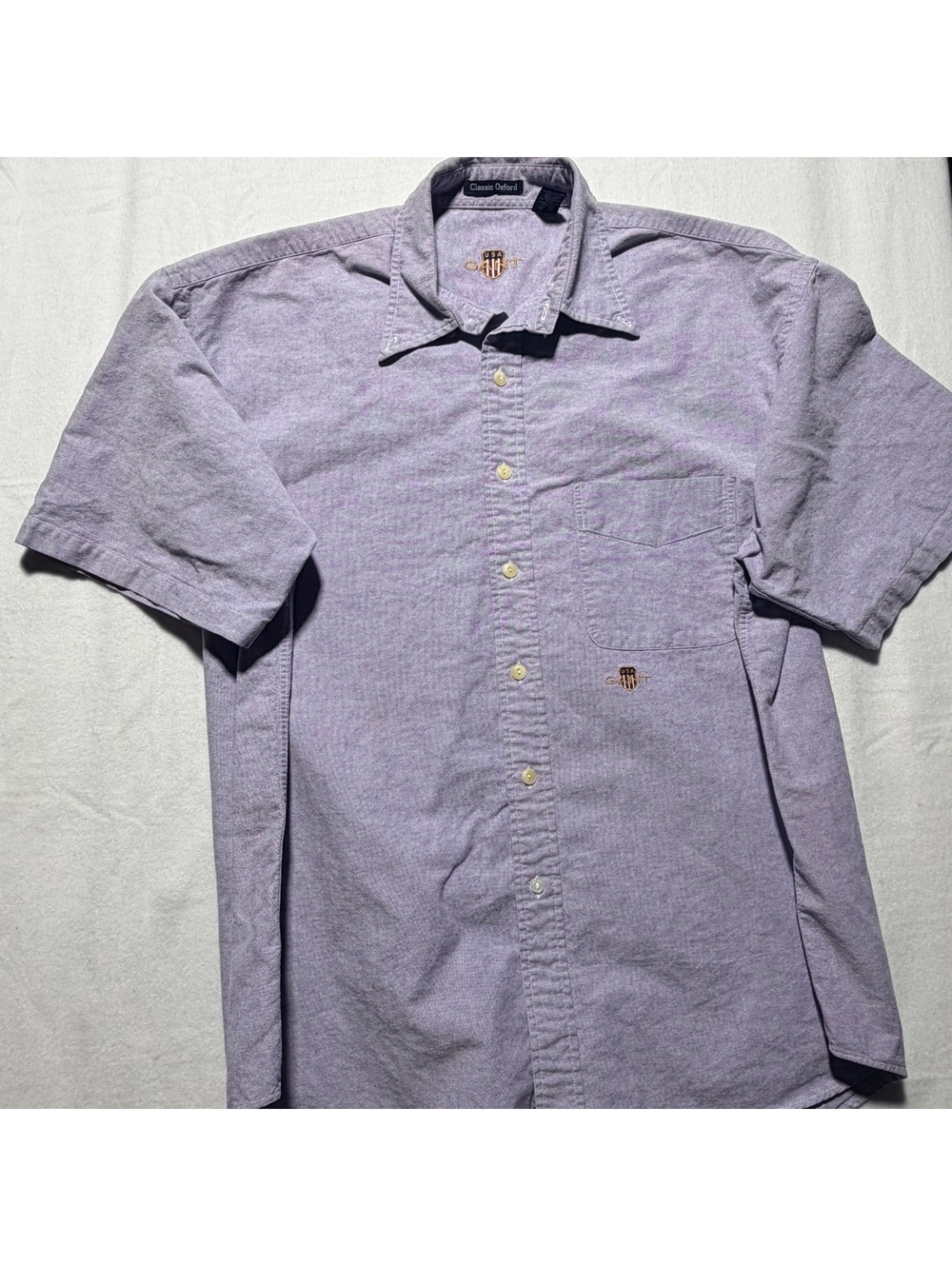 GANT Classic Oxford Short Sleeve Button-Up Shirt XL Purple